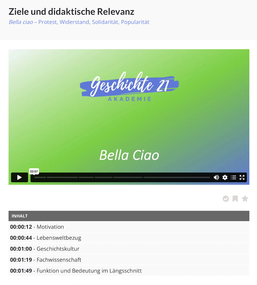 Screenshot Video Bella Ciao